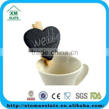 Heart Shape Dark Black Slate Label Clip