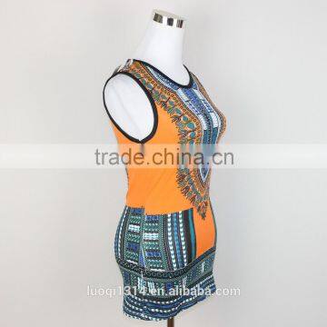 Hot Sales Digital Printing Fashion Women Dashiki Sleeveless Tops Quality Choice photo-3