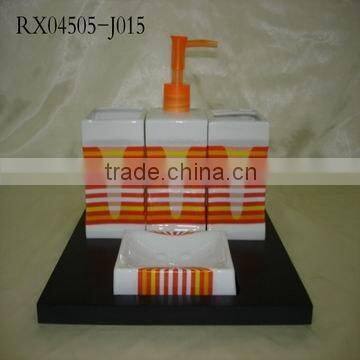 Ceramic Bathroom Set With Decal, Bathroom Set