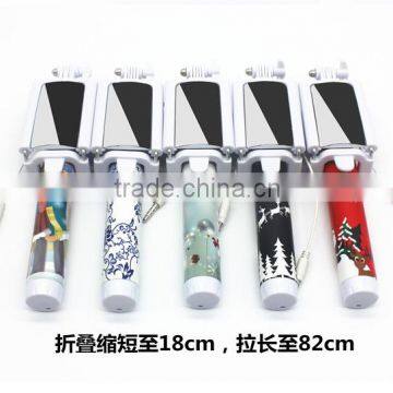 2015 New High Quality Wired Monopod Selfie Stick With Printed Patterns