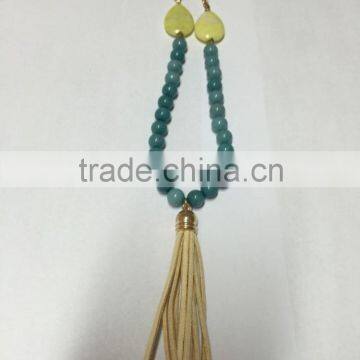 Fashion latest design natural turquoise necklace, natural pearl necklace, wholesale tassel pendant jewelry