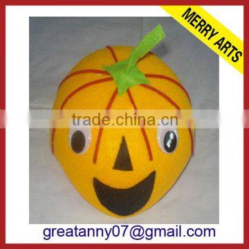 Pumpkin Face Shape Yellow Halloween Hat With Blue Line