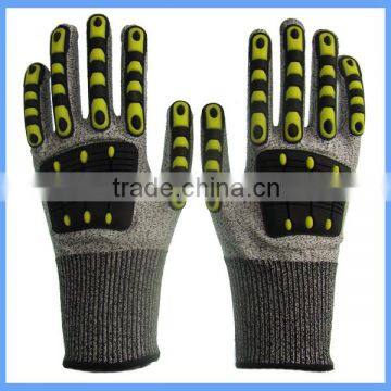 CE EN388 13g seamless HPPE knitted TPR safety mechanic gloves working glove for Aluminium Industry