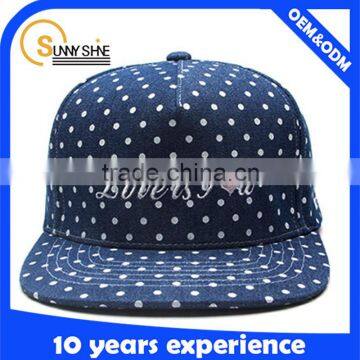 Wholesale Girls 3D Custom Embroidery Snapback Flat Brim Snapback Cap