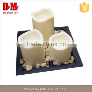 plastic wholesale flameless candle set of 3 with base