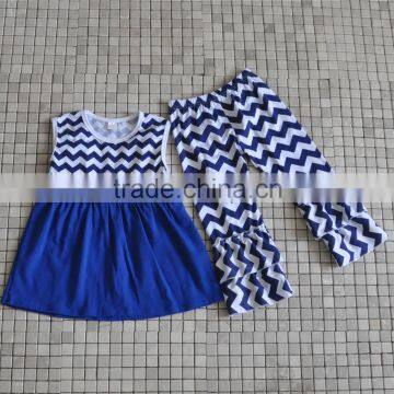 sleeveless blue chevron sport dresses sets girl football outfits