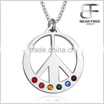 Unisex Stainless Steel Gay Lesbian LGBT 35MM Silver Pendant Necklace For Couples