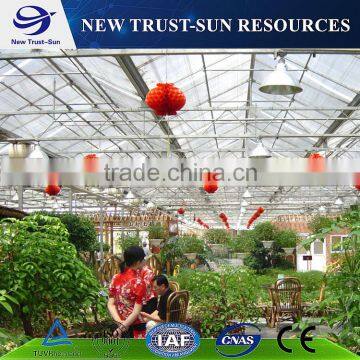 Sturdy and strong multi-span agriculture glass greenhouse for sale