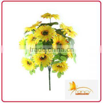 7 heads yellow silk gerbera daisy flowers