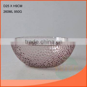 260ml glass salad bowl with decorative embossment for dining