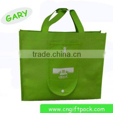 Green Non Woven Foldable Tote Bag with Picture Pockets