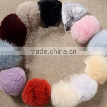 Fluffy 10cm Dyed Color Fox Fur Pompons Ball With Key ring