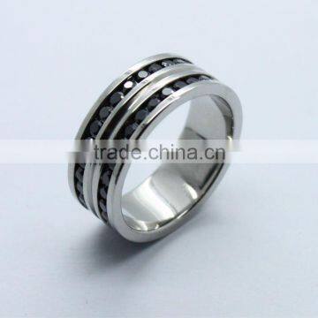 double black zircon CNC inlay cool men's ring