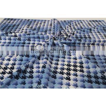 Polyester spandex blue diamond printing custom print moss crepe knit fabric