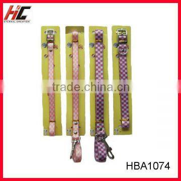 1.5cm and 2.0cm pink and purple plaid pet collars and leashes sets