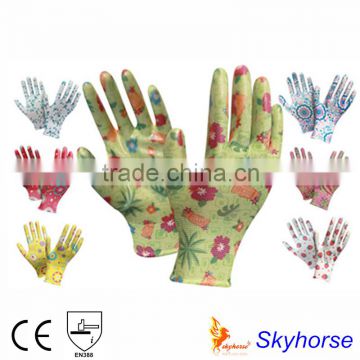 Polyester Liner Nitrile Palm Coated Women Garden working gloves