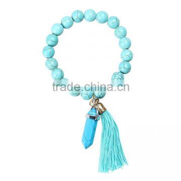 Latest design personalized turquoise bead tassel bracelet