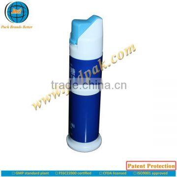 Plastic airless toothpast bottle by GMP standard plant with super offset printing and Patent Protection