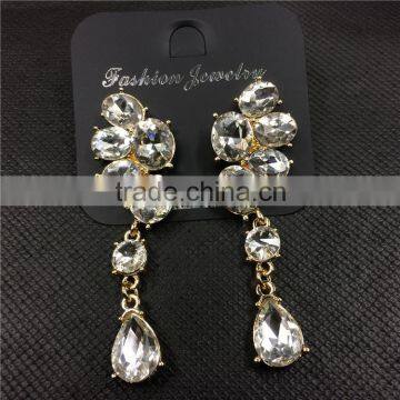Fashion Crystal Leaf Long Stud Earrings Luxury Brand Vintage Earrings For Women photo-6