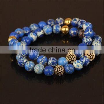 Kjl-cst7 Wholesale New Design Charm Gold Microscope Beads Men Bracelet Natural 8mm Regalite Stone Beads Women Bracelet photo-3