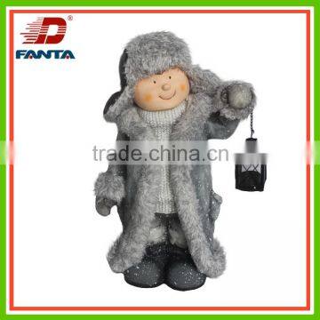 Hot selling standing magnesium child with felt hat with candle holder for outdoor decoration