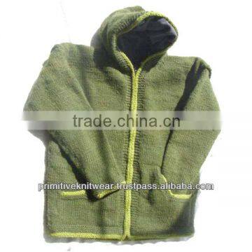 100% woolen hooded sweater with fleece lining