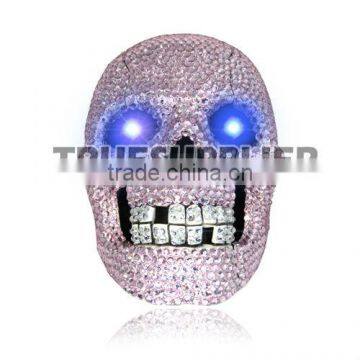 Fearful pink rhinestone Skull Shape Novelty Cord Telephone