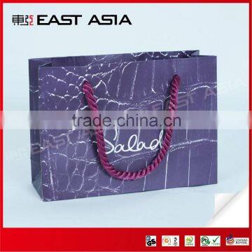 Purple Duplex Paper Shopping Bag with Cotton Rope Handles