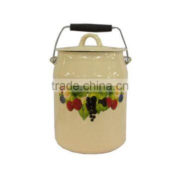 Non-Toxic Yellow Decal Enamel Milk Heating Pot Deep Enamel Milk Pot