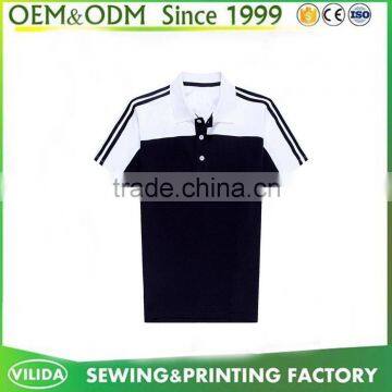 Custom Made Black White Two Color Plain Cotton Polo Shirts in Guangzhou