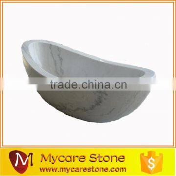 Hand-made Craving stone Bathtub, Polished White Marble bathtub