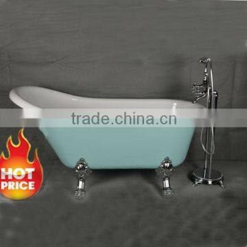 Popular Blue Luxurious Slipper Bathtub With Sliver Floor Faucet