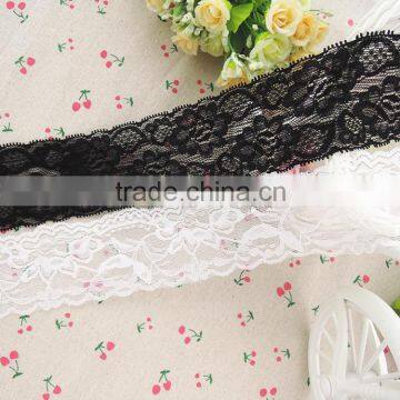 Nylon Spandex Elastic Black and White Trim lace strap ribbon wholesale