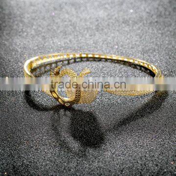 925 Sterling Silver Bangle Bracelet Jewelry Gold Rose Bangle High Quality Jewelry Sbg206R photo-4