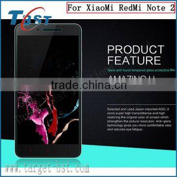 2015 New 9H Hardness 0.15/0.2/0.26/0.33/0.44mm Anti Explosion Tempered Glass Screen Protector for XiaoMi RedMi NOTE 2