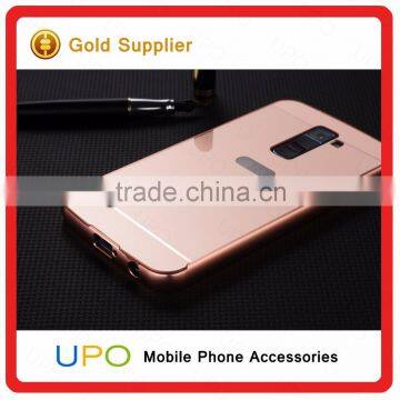 [UPO] Luxury 2 in 1 Metal Aluminum Bumper Electroplating Mirror Back Cover Shockproof Phone Case for LG K7 photo-2