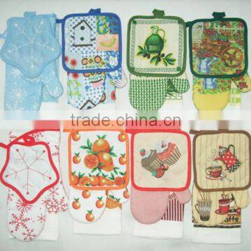 Printed Cotton Kitchen Towel Set Pot Holder Oven Mitten China Supplier Christmas Kitchen Set photo-6