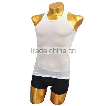 Men's U Neck white Plain Polyester Gym Workout Vest Tank Top