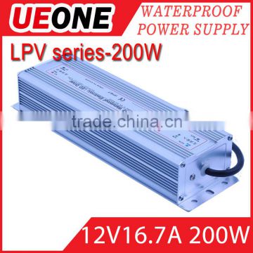 200w 12v 16.7a IP67 waterproof switching power supply