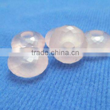 Natural Rose Quartz Faceted Handmade Rondelle Big Hole Beads