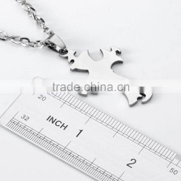 Women Men's 316L Stainless Steel Unique Smooth Flat Cross Pendant Necklace photo-3