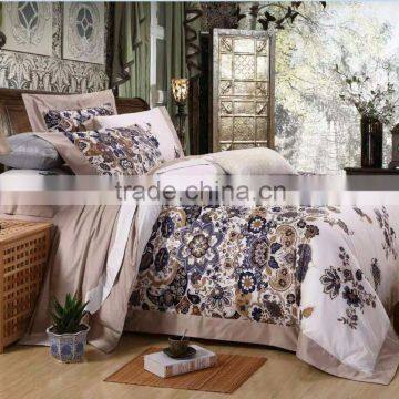 100% cotton print bed sheets,wrinkle free sateen bedding sets