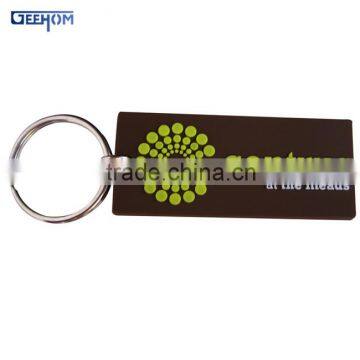 Custom Rectangle Shape Rubber Key Ring With Logo