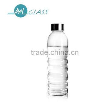 500ml single wall borosilicate water glass bottle with lid N6208