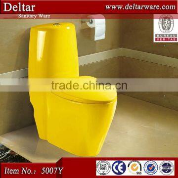 Glaze Smooth Toilet Bowl Color, One Piece Sanitary Ware Ceramic Yellow Toilet, wc Ceramic Color Toilet photo-5