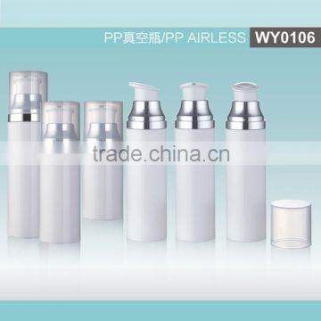 WY0106 PP airless bottle, 50ml, 75ml,100ml airless bottle with silver shoulder