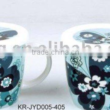 butterfly design crystal bone china mug with lid