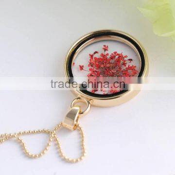 Beautiful Real Flower Necklace for Women Gold Chain Glass Bottle Wishing Pendant Plant Specimens Fancy Necklace photo-3