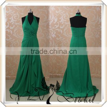 RSE77 Halter Neckline Emerald Green Chiffon Bridesmaid Dress Patterns