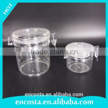 Round Airtight Clip Top Nuts Food Plastic Storage Jar